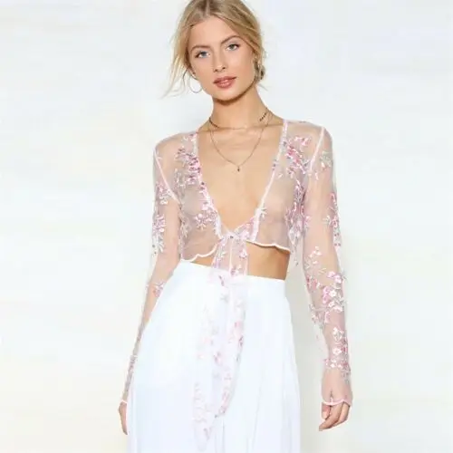 2019 Women Long Sleeve See-through Sheer Fashion Sexy Flower Mesh Flower Shirt Fresh Elegant Style Tee Blouse Top
2019 Women Long Sleeve See-through Sheer Fashion Sexy Flower Mesh Flower Shirt Fresh Elegant Style Tee Blouse Top