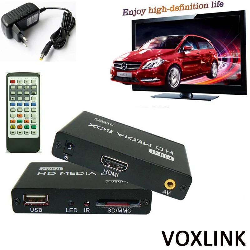 50PCS VOXLINK 1080P Mini HDD Media Player MKV/H.264/RMVB SD/USB/SDHC/MMC HDD-HDMI Multimedia Player_DHL |