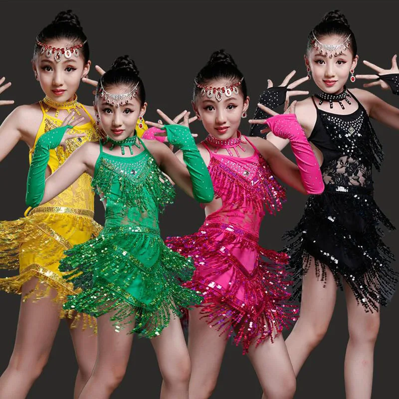 Girl Tassels Latin Dance Dress Ballroom Samba Party performance Dancing Dress Competition Sequins Kids Stage wear Dance Costume
Girl Tassels Latin Dance Dress Ballroom Samba Party performance Dancing Dress Competition Sequins Kids Stage wear Dance Costume