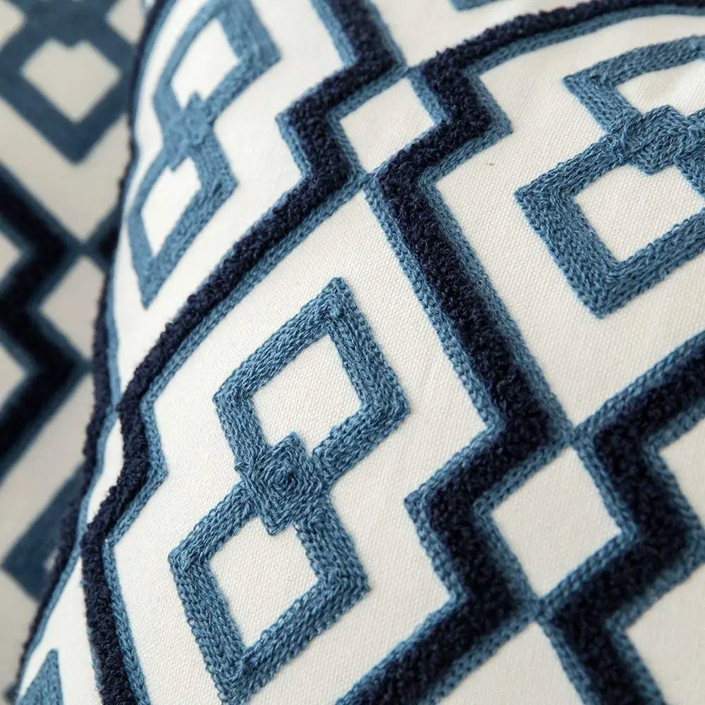 Embroidered Cushion Cover Blue Throw Pillowcase Geometric Canvas Cotton Square Pillow Cover Living Room Sofa Home Decor 45x45cm
Embroidered Cushion Cover Blue Throw Pillowcase Geometric Canvas Cotton Square Pillow Cover Living Room Sofa Home Decor 45x45cm