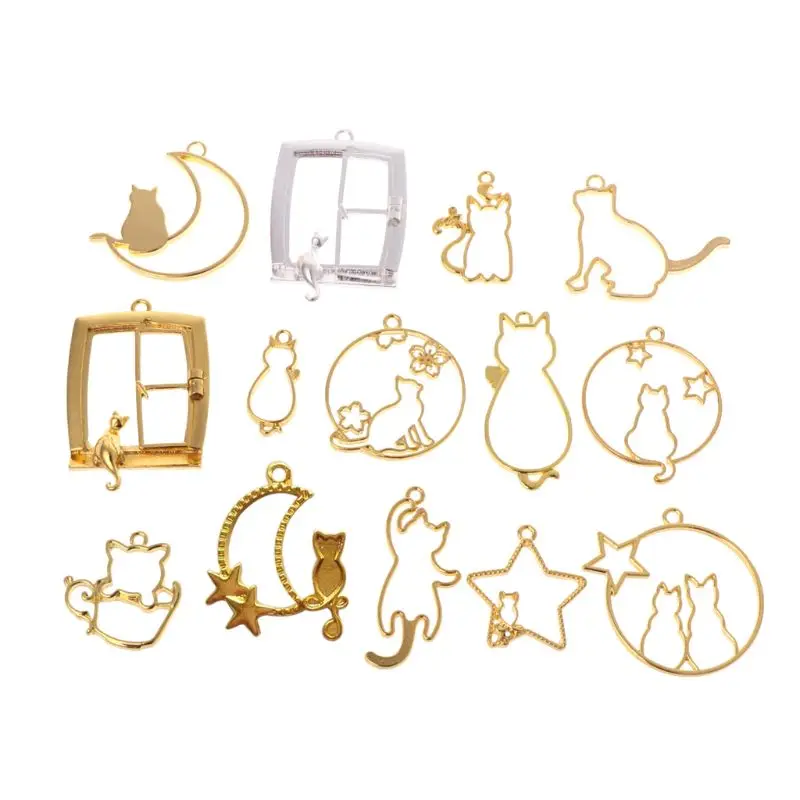 14 Pcs/Set DIY Epoxy Resin Crafts Metal Frame Cat Kitten Moon Shape Cartoon Jewelry Pendant Necklace UV Resin Material Handmade
14 Pcs/Set DIY Epoxy Resin Crafts Metal Frame Cat Kitten Moon Shape Cartoon Jewelry Pendant Necklace UV Resin Material Handmade