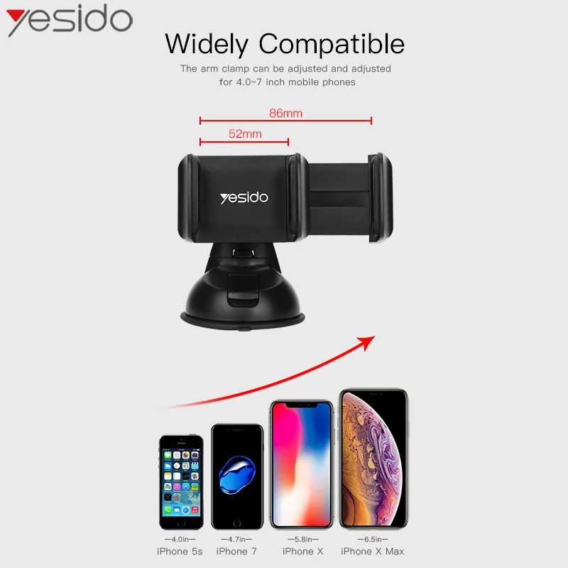 Yesido C2 Universal Windshield Sucker Car Phone Holder Dashboard Phone Car Mount Holder For iPhone X XS Samsung Car Mobile Stand
Yesido C2 Universal Windshield Sucker Car Phone Holder Dashboard Phone Car Mount Holder For iPhone X XS Samsung Car Mobile Stand