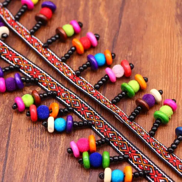 10Yards Bohemian Ethnic Jacquard Lace Ribbon Beading Lace Fringe Ball Trims Wooden Beads DIY Clothing Collar Curtain Accessories
10Yards Bohemian Ethnic Jacquard Lace Ribbon Beading Lace Fringe Ball Trims Wooden Beads DIY Clothing Collar Curtain Accessories