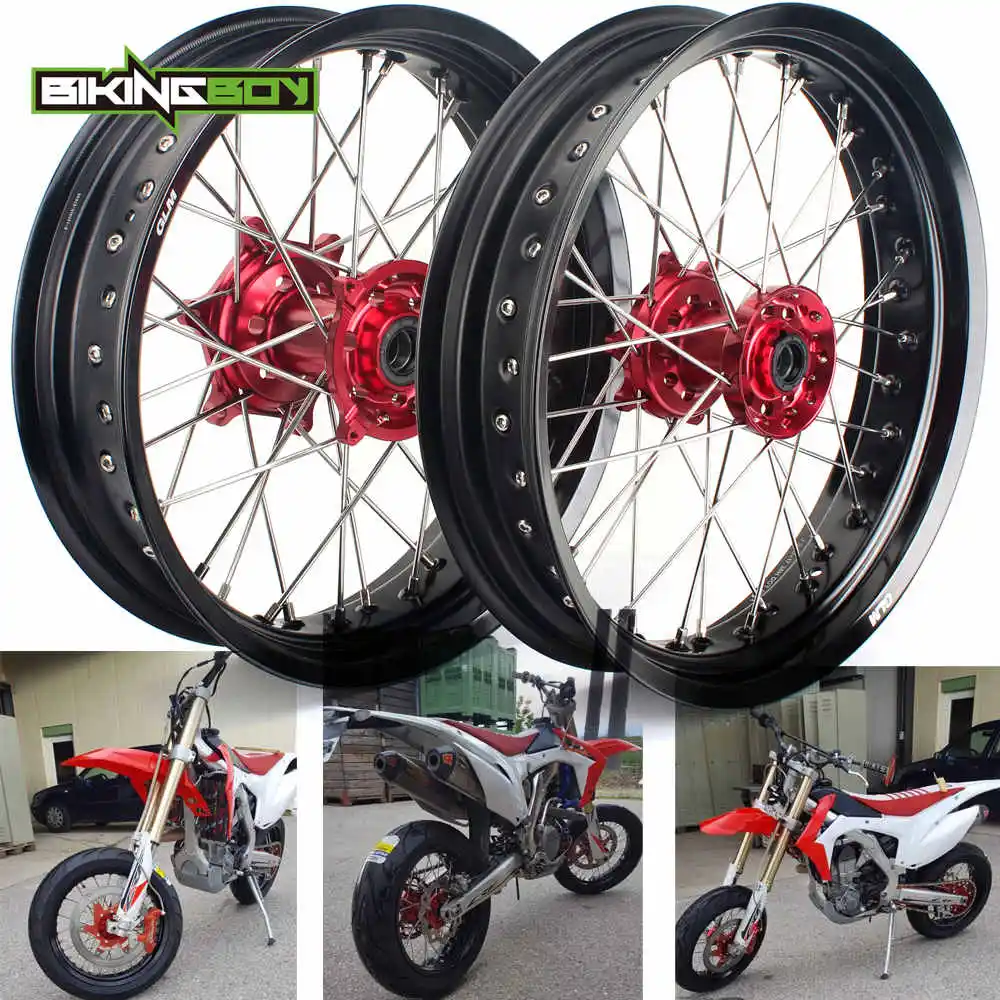 Передние и задние колеса Supermoto 3 5x17 "4 25x17" ступицы для HONDA CR125 R CR250R CR 125 250 CRF 450 X 2002