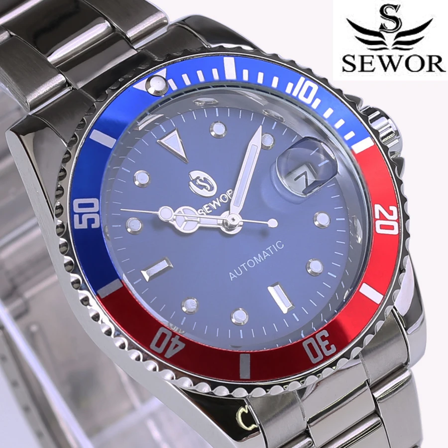 SEWOR Top Brand Blue Red Bezel Watch Men Casual Male Automatic Mechanical Watches Business Sports Military Luxury Clock 2017 New
SEWOR Top Brand Blue Red Bezel Watch Men Casual Male Automatic Mechanical Watches Business Sports Military Luxury Clock 2017 New