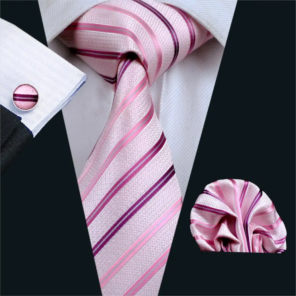 FA-228 Gents Necktie Pink Stripe 100% Silk Jacquard Tie Hanky Cufflinks Set Business Wedding Party Ties For Men Free Shipping
FA-228 Gents Necktie Pink Stripe 100% Silk Jacquard Tie Hanky Cufflinks Set Business Wedding Party Ties For Men Free Shipping