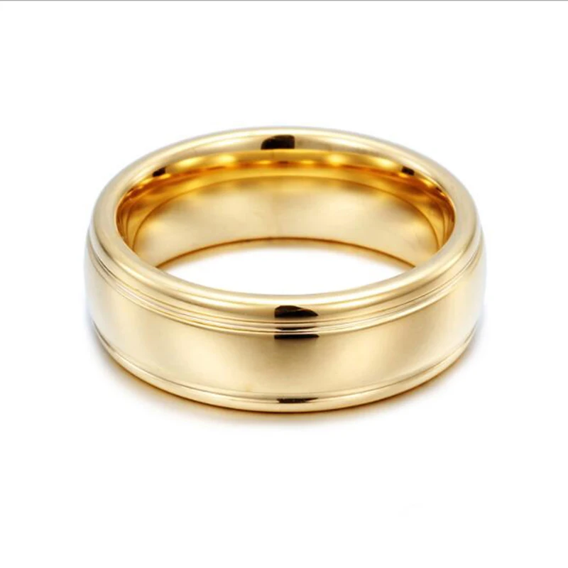 7 мм с золотым Цвет Мужские Вольфрам Карбидное кольцо модные классические Стиль
