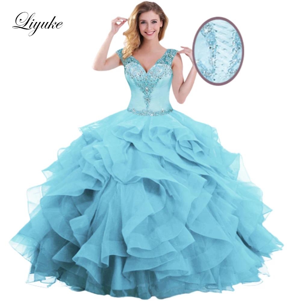 Liyuke Charming And Elegant Ball Gown Quinceanera Dresses With Rhinestones Back Lace Up Closure And Regular sleeve
Liyuke Charming And Elegant Ball Gown Quinceanera Dresses With Rhinestones Back Lace Up Closure And Regular sleeve