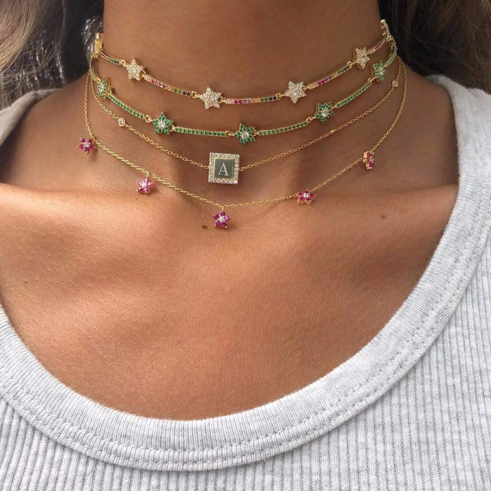 2022 New Fashion Rainbow Color Cute Star CZ Bar Link Chain Choker Necklaces For Women Geometric Charm Delicate Christmas GIft
2022 New Fashion Rainbow Color Cute Star CZ Bar Link Chain Choker Necklaces For Women Geometric Charm Delicate Christmas GIft