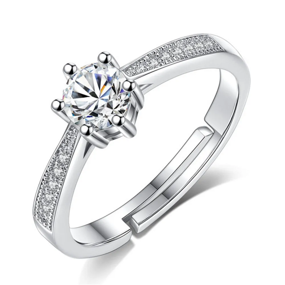 Sterling silver woman rings six-claw ring zircon opening round luxury fashion jewelry adjustable female trinkets
Sterling silver woman rings six-claw ring zircon opening round luxury fashion jewelry adjustable female trinkets