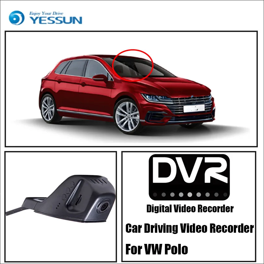 

YESSUN Автомобильная фронтальная камера для Volkswagen Polo DVR для вождения видео рекордер функция Автомобильный видеорегистратор камера видео реко...