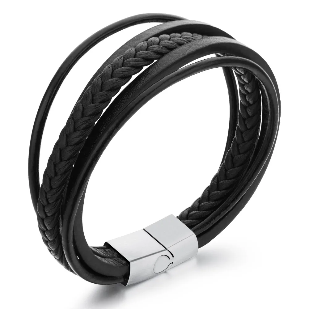 Multilayer Genuine Leather Rope Chain Man Bracelets Classical Simple Design Men Jewelry With Magnet Buckle
Multilayer Genuine Leather Rope Chain Man Bracelets Classical Simple Design Men Jewelry With Magnet Buckle