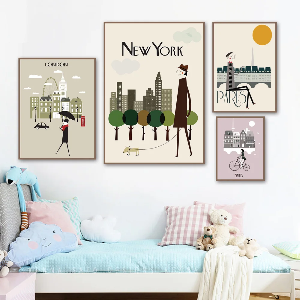 Girl London New York Paris City Landsacpe Nordic Posters and Prints Wall Art Canvas Painting Wall Pictures Baby Kids Room Decor
Girl London New York Paris City Landsacpe Nordic Posters and Prints Wall Art Canvas Painting Wall Pictures Baby Kids Room Decor