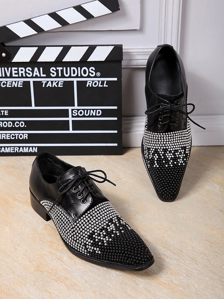 Black and Yellow Individual Rhinestones Lace Men's Shoes Leather England Rhinestones Men's Leather Shoes Spring and Summer
Black and Yellow Individual Rhinestones Lace Men's Shoes Leather England Rhinestones Men's Leather Shoes Spring and Summer