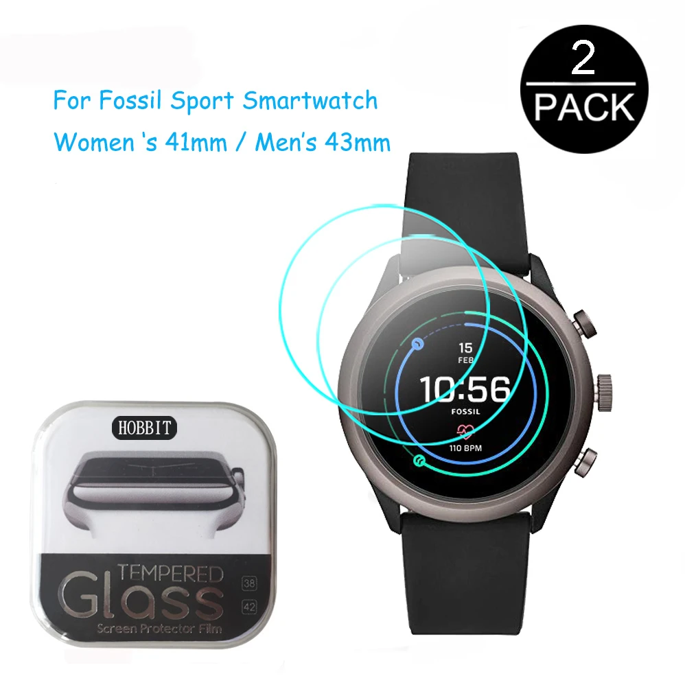 2 упаковки для Fossil Sport Smartwatch мужские часы 43 мм женские и 41 0 3 2.5D 9H закаленное стекло