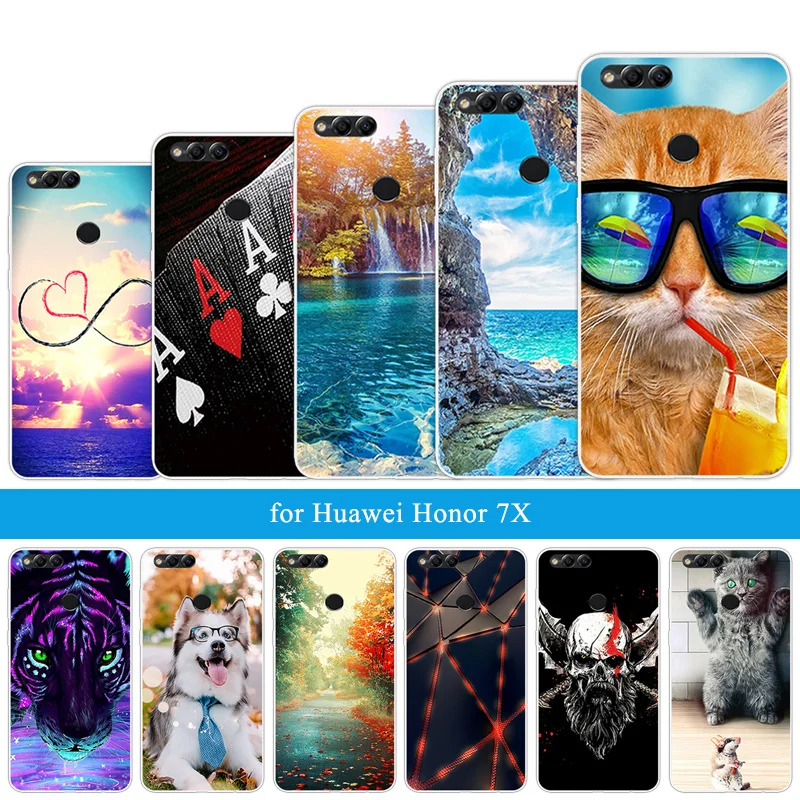 Кристальные ТПУ чехлы для телефонов Huawei Honor 7X 5 93 дюймов Мягкий силиконовый чехол