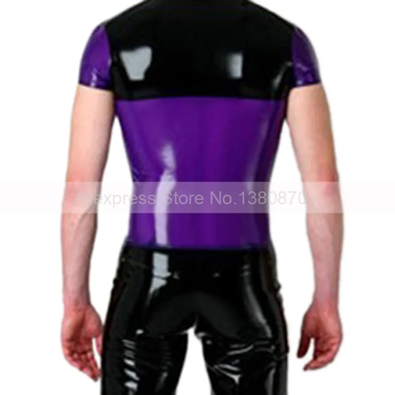 Male Rubber Latex Top T-shirt Short Sleeves Black and Purple Biker Tee with Front Zipper S-LSM048
Male Rubber Latex Top T-shirt Short Sleeves Black and Purple Biker Tee with Front Zipper S-LSM048