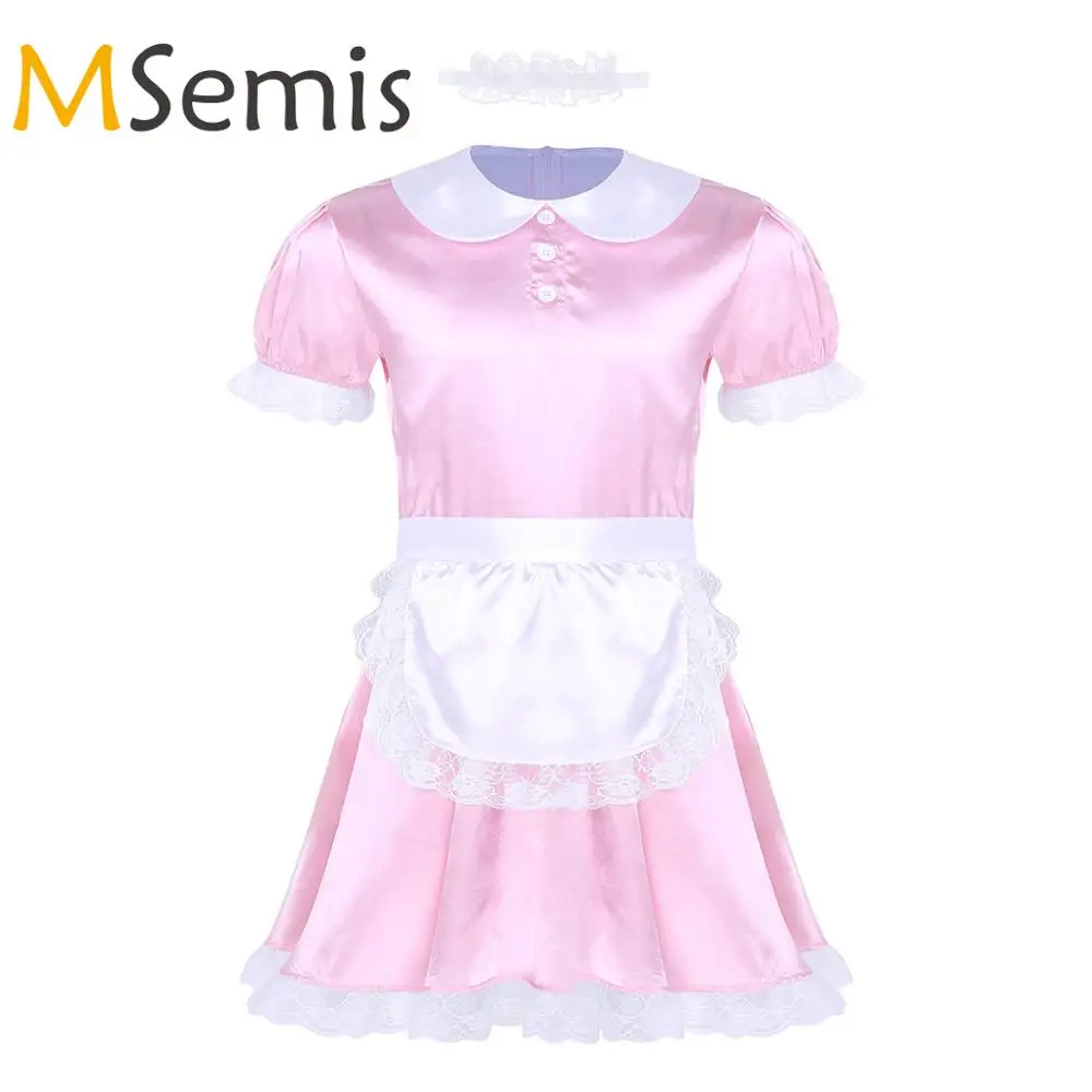 MSemis Mens Sissy Girl Maid Lingerie Dress Uniform Sexy Roleplay Costume Clubwear Gay Sissy Satin Dress with Headband and Apron
MSemis Mens Sissy Girl Maid Lingerie Dress Uniform Sexy Roleplay Costume Clubwear Gay Sissy Satin Dress with Headband and Apron