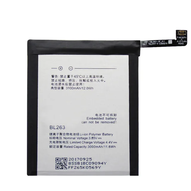 For Lenovo 3100Mah BL263 Original Battery Replacement for Lenovo ZUK Z2 PRO Z2pro Smart Mobile Phone
For Lenovo 3100Mah BL263 Original Battery Replacement for Lenovo ZUK Z2 PRO Z2pro Smart Mobile Phone