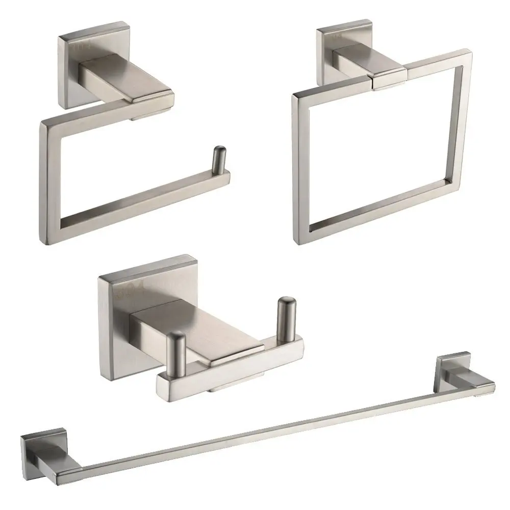 Brushed 4-Piece Bathroom Accessory Set Towel Bar Toilet Paper Holder Towel Ring and Robe Hook 304 Stainless Steel
Brushed 4-Piece Bathroom Accessory Set Towel Bar Toilet Paper Holder Towel Ring and Robe Hook 304 Stainless Steel