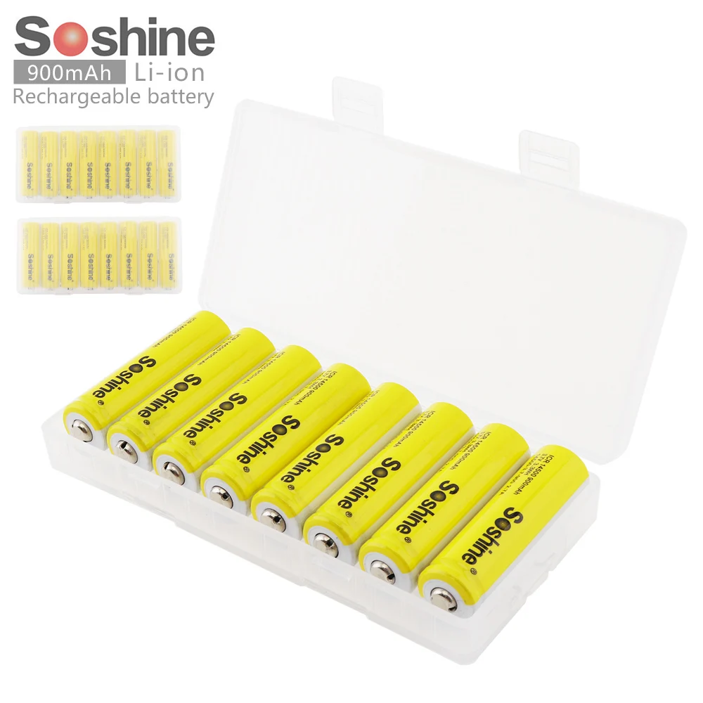 Soshine 16 шт 3 7 V ICR 14500 900mAh литий-ионная аккумуляторная батарея с предохранительным