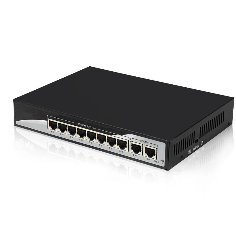8 портов POE s + 2 порта Lan Мбит/с стандартный коммутатор 802.3af для IP-камеры Ethernet PoE