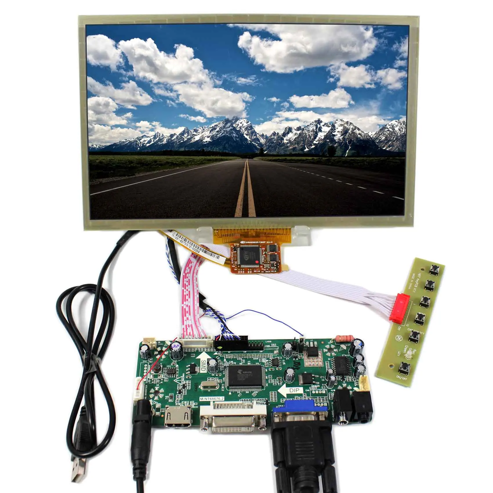 HD MI+VGA+DVI LCD Controller Board 10.2" HSD100IFW1 CLAA102NA0ACW Multi-Touch LCD
HD MI+VGA+DVI LCD Controller Board 10.2" HSD100IFW1 CLAA102NA0ACW Multi-Touch LCD