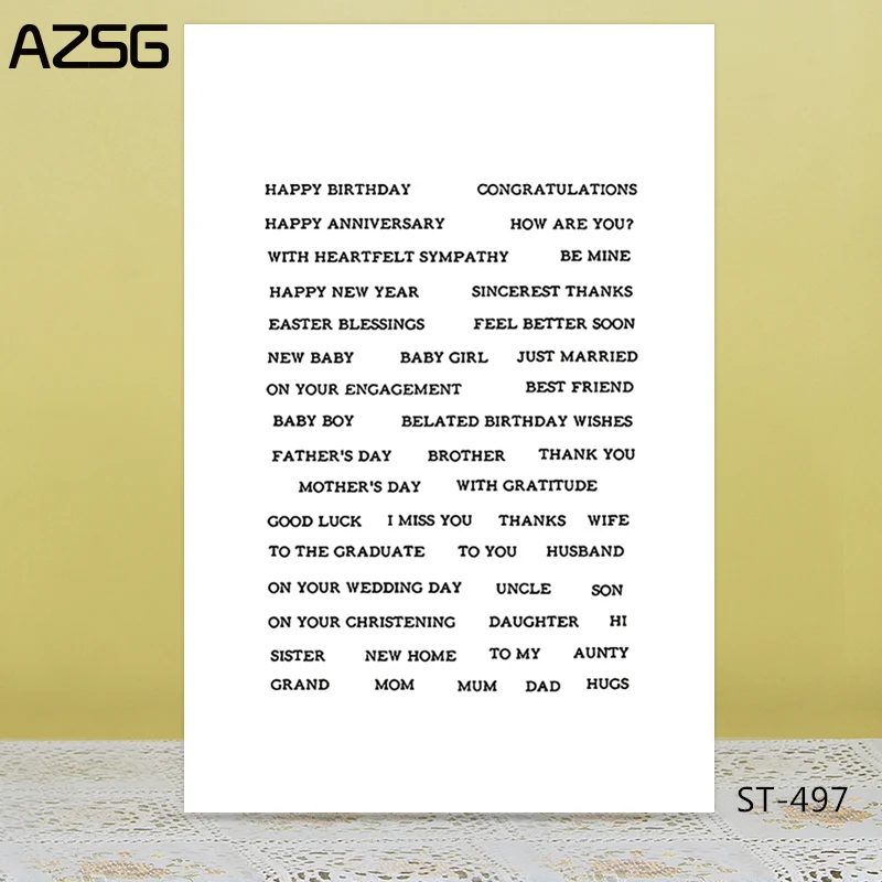 AZSG Various Festival Blessings Clear Stamps/Seals For DIY Scrapbooking/Card Making/Album Decorative Silicone Stamp Crafts
AZSG Various Festival Blessings Clear Stamps/Seals For DIY Scrapbooking/Card Making/Album Decorative Silicone Stamp Crafts