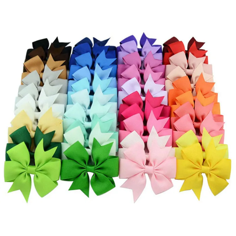 

40pcs8*8CM Ribbon Bow Girl Bows Boutique Lovely Kids Bowknot Kids Hair Accessories Headdress Hair Clip