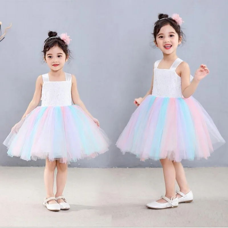 Girls Lace Rainbow Princess Dress Children Tutu Wedding Prom Dress Halloween Theme Party Clothes 1pcs
Girls Lace Rainbow Princess Dress Children Tutu Wedding Prom Dress Halloween Theme Party Clothes 1pcs