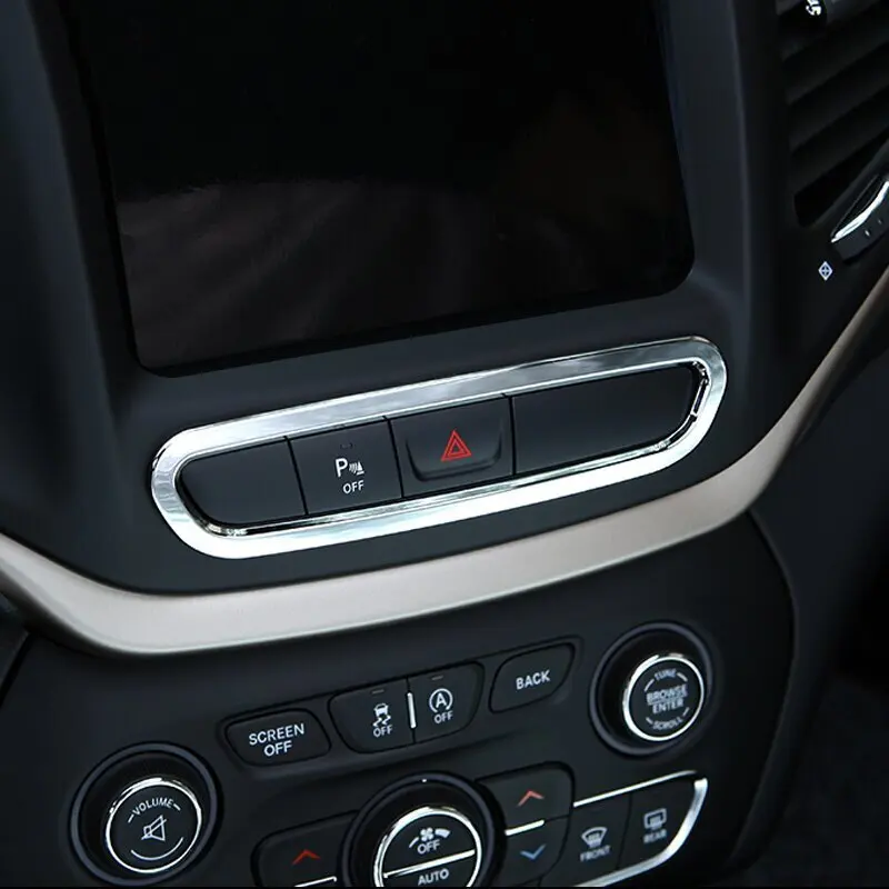 For Jeep Cherokee KL 2014 2015 2016 2017 2018 ABS Chrome Car center console Control button Emergency switch frame Cover Trim
For Jeep Cherokee KL 2014 2015 2016 2017 2018 ABS Chrome Car center console Control button Emergency switch frame Cover Trim