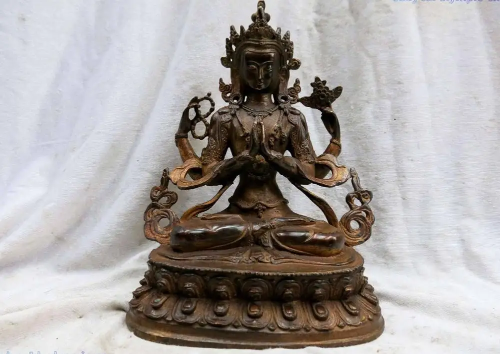 8" China bronze copper buddhism fine four arm Kwan-yin Guanyin Sculpture Statue
8" China bronze copper buddhism fine four arm Kwan-yin Guanyin Sculpture Statue