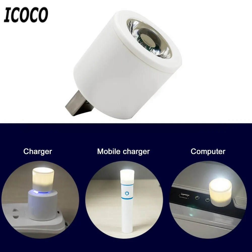 ICOCO портативный мини USB удобный мощный светодиодный фонарик перезаряжаемый