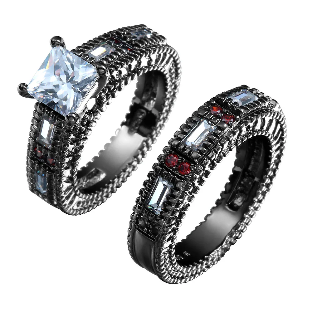 Vnfuru Black Ring Sets Cz Stone Jewelry For Women 2Pc Black Gold Color Rings Large Whie Red Cz Stone Promise Rings Jewery Gifts
Vnfuru Black Ring Sets Cz Stone Jewelry For Women 2Pc Black Gold Color Rings Large Whie Red Cz Stone Promise Rings Jewery Gifts