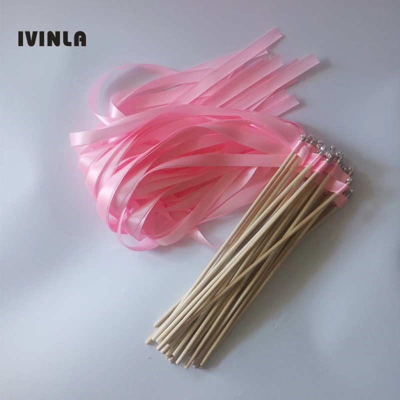 Hot Design 50pcs/lot Pink wedding ribbon wands stick with sliver bell for wedding decoration
Hot Design 50pcs/lot Pink wedding ribbon wands stick with sliver bell for wedding decoration