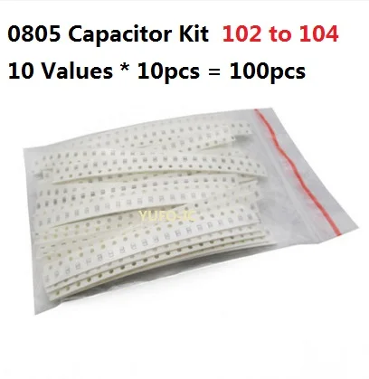 10 Values * 10pcs=100pcs SMD 0805 Capacitor Kit 102-104 Assorted Kit Set 472 103 223 443 473 0.1uf 1000pf Pack
10 Values * 10pcs=100pcs SMD 0805 Capacitor Kit 102-104 Assorted Kit Set 472 103 223 443 473 0.1uf 1000pf Pack
