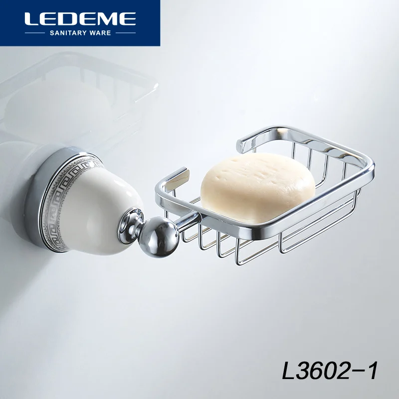 LEDEME Soap Dish Wall Mounted Ceramic Base Soap Holder Chrome Bathroom Accessories Aluminum Bath Hardware L3602-1
LEDEME Soap Dish Wall Mounted Ceramic Base Soap Holder Chrome Bathroom Accessories Aluminum Bath Hardware L3602-1