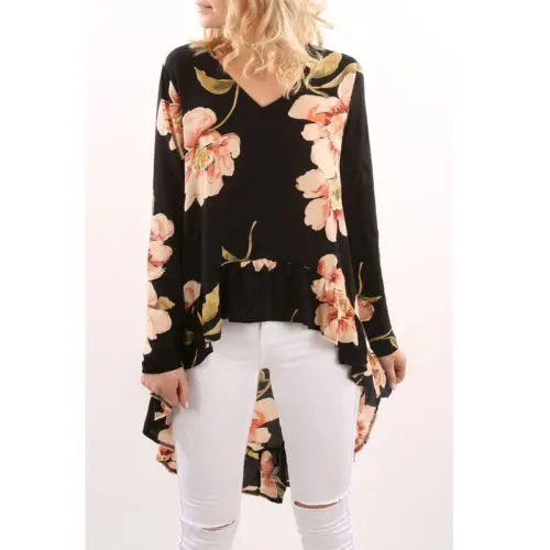 Summer Women Floral Blouse Long Sleeve Ladies Chiffon Loose Casual irregular shirts Tops
Summer Women Floral Blouse Long Sleeve Ladies Chiffon Loose Casual irregular shirts Tops