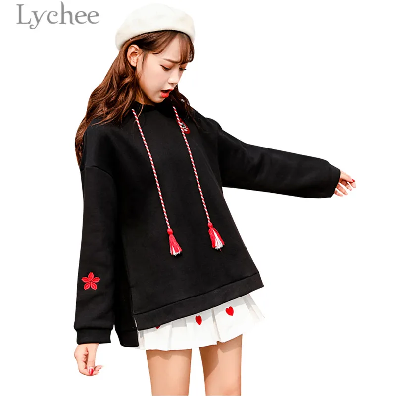 Женская толстовка Lychee в стиле Харадзюку, с вышивкой лисы, на шнуровке, с капюшоном, с длинным рукавом, осенняя Повседневная Свободная Женска...
Женская толстовка Lychee в стиле Харадзюку, с вышивкой лисы, на шнуровке, с капюшоном, с длинным рукавом, осенняя Повседневная Свободная Женска...