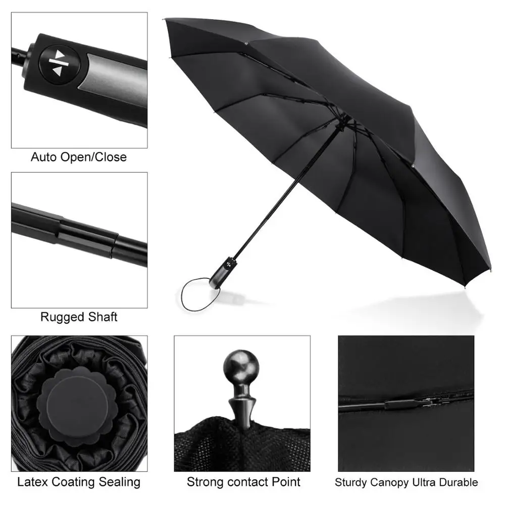 Ветрозащитный складной зонт с тремя режимами роскошный автоматический большой