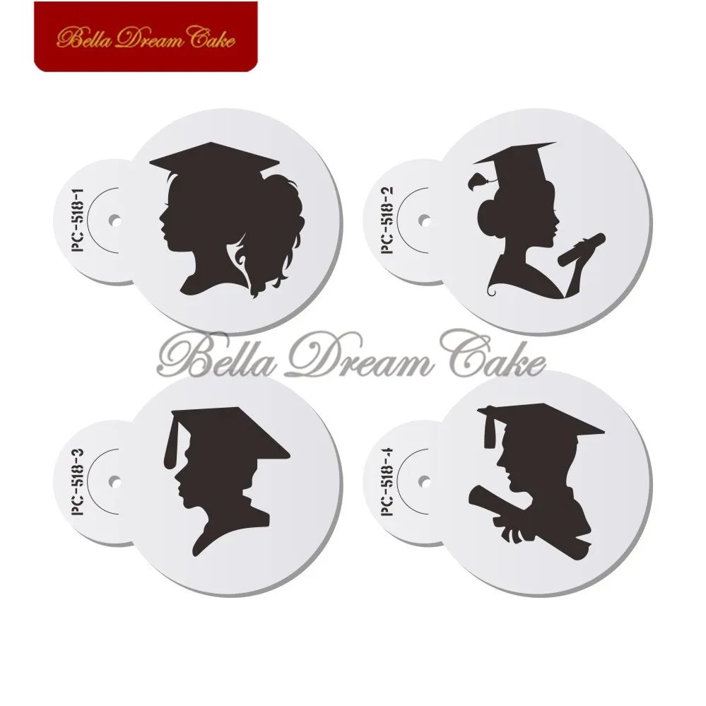 4pcs/set Postgraduate Graduation Cookies Stencil Fondant Cupcake Border Template Chocolate Cake Stencils Cake Decorating Tool
4pcs/set Postgraduate Graduation Cookies Stencil Fondant Cupcake Border Template Chocolate Cake Stencils Cake Decorating Tool