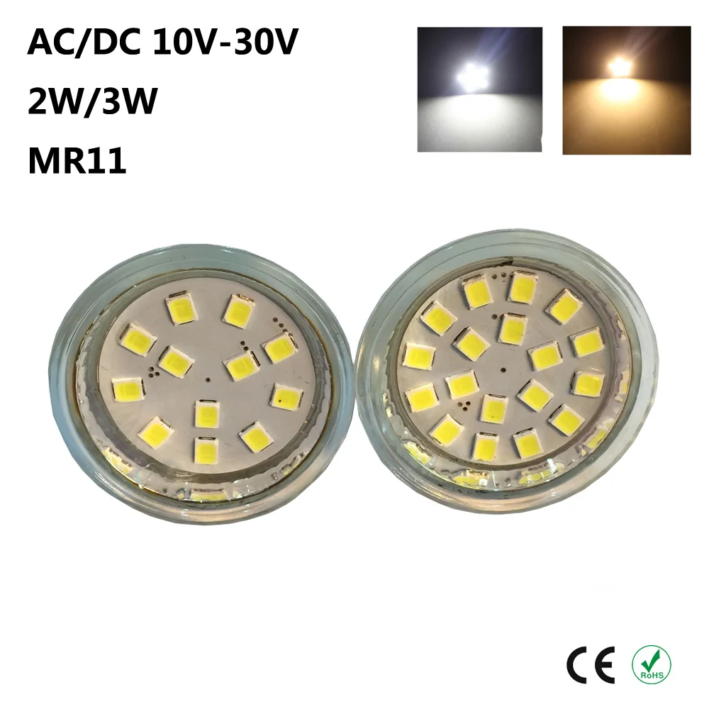 

MR11 GU4 Led Spotlight AC/DC 10-30V Dimmable 2W 3W 2835 SMD LED Lamp Bulb Energy Saving Led Spot Light Bulb 6pcs/lot