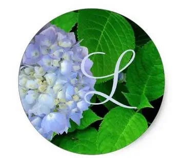 1.5inch Hydrangea Leaves Monogram Sticker, Blue Moon Classic Round Sticker