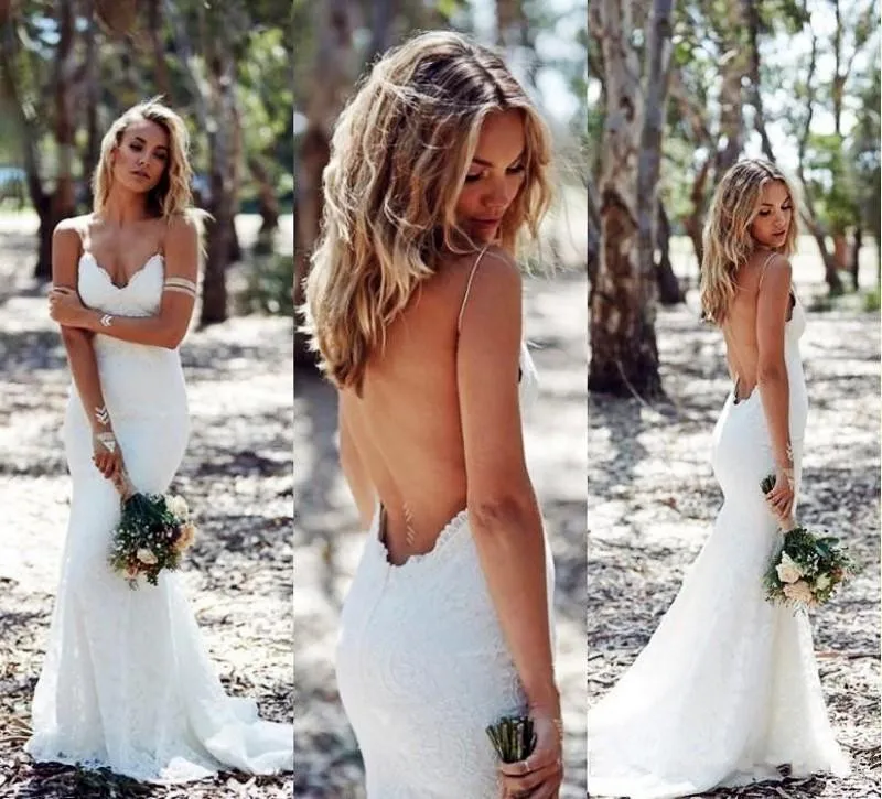 2021 Backless Wedding Dresses Mermaid Spaghetti Strap Sexy Lace Wedding gown Cheap Sweep Low Back boho White Bridal Dress
2021 Backless Wedding Dresses Mermaid Spaghetti Strap Sexy Lace Wedding gown Cheap Sweep Low Back boho White Bridal Dress