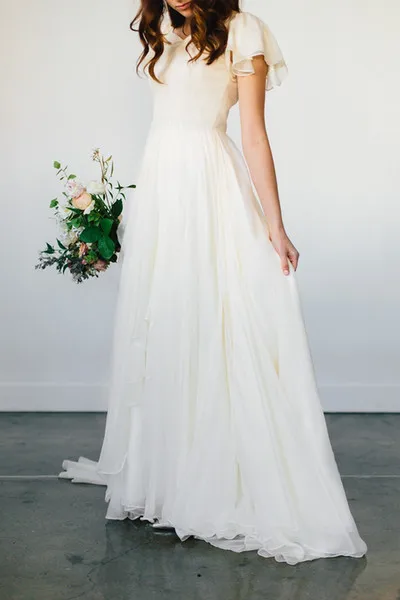 2019 Vintage Beach Wedding Dresses Flare Short Sleeve Scoop Chiffon Bridal Gown With Sashes Vestidos De Novia Marriage Reception
2019 Vintage Beach Wedding Dresses Flare Short Sleeve Scoop Chiffon Bridal Gown With Sashes Vestidos De Novia Marriage Reception