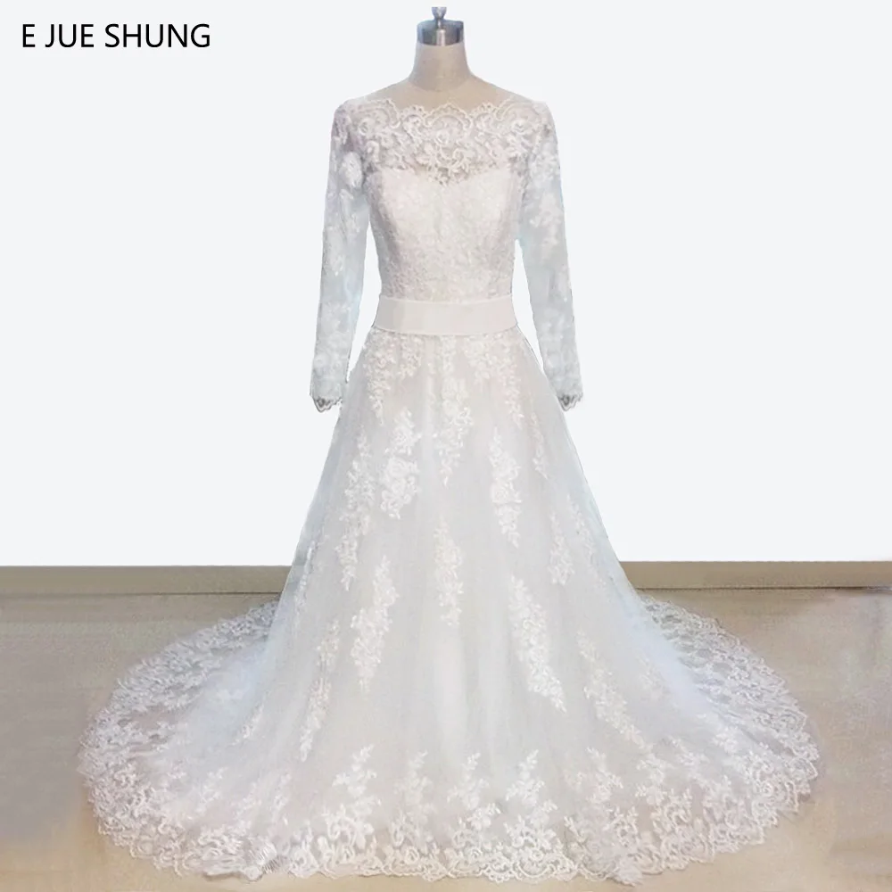 E JUE SHUNG Vintage Lace Appliques Long Sleeves Wedding Dresses Off the Shoulder Wedding Gowns robe de marriage brautkleid
E JUE SHUNG Vintage Lace Appliques Long Sleeves Wedding Dresses Off the Shoulder Wedding Gowns robe de marriage brautkleid