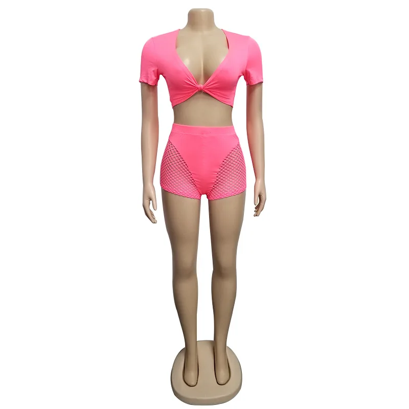 Mesh Patchwork Short Deep V Crop Top With Skinny Shorts Casual Tracksuit Matching Sets Women Two Piece Suits
Mesh Patchwork Short Deep V Crop Top With Skinny Shorts Casual Tracksuit Matching Sets Women Two Piece Suits