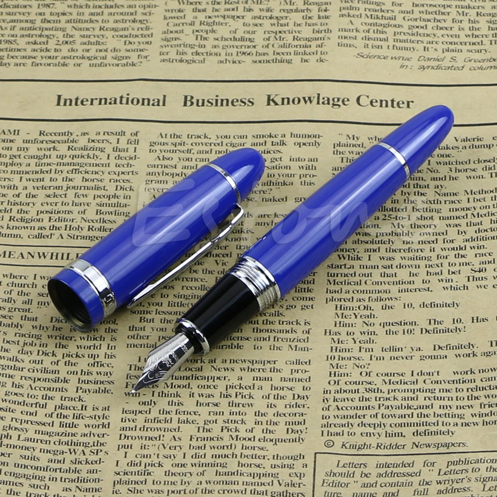 Популярная Роскошная стальная перьевая ручка Jinhao 159 с синим и серебряным
