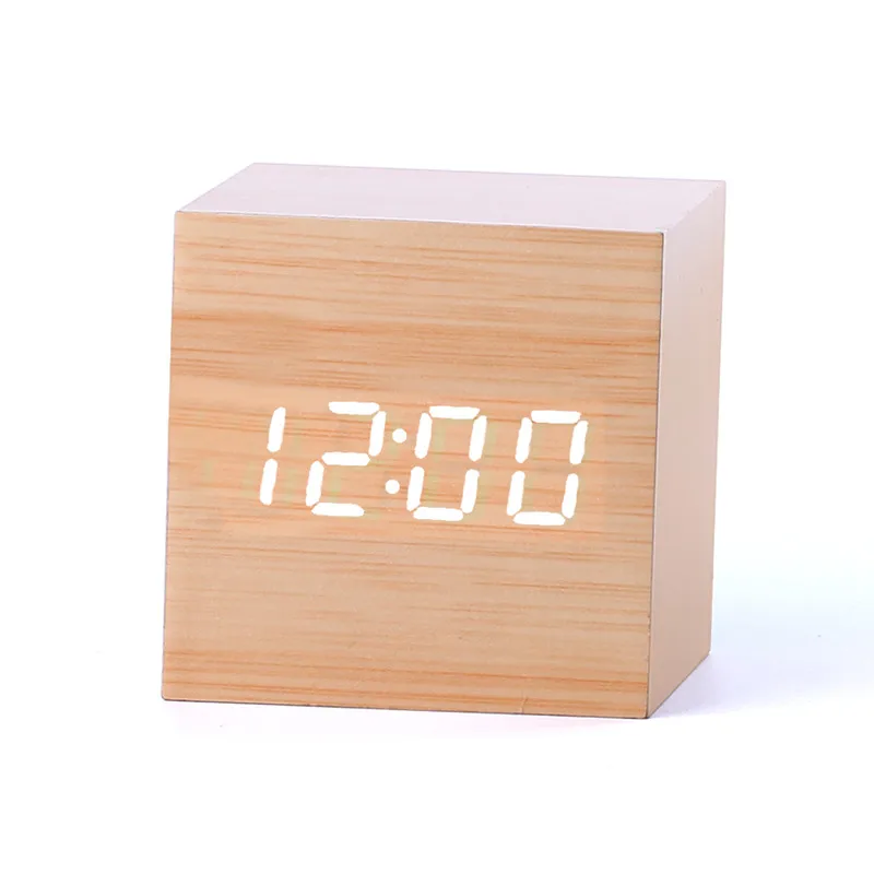 Бамбуковый деревянный квадратный будильник Мини светодиодный дисплей