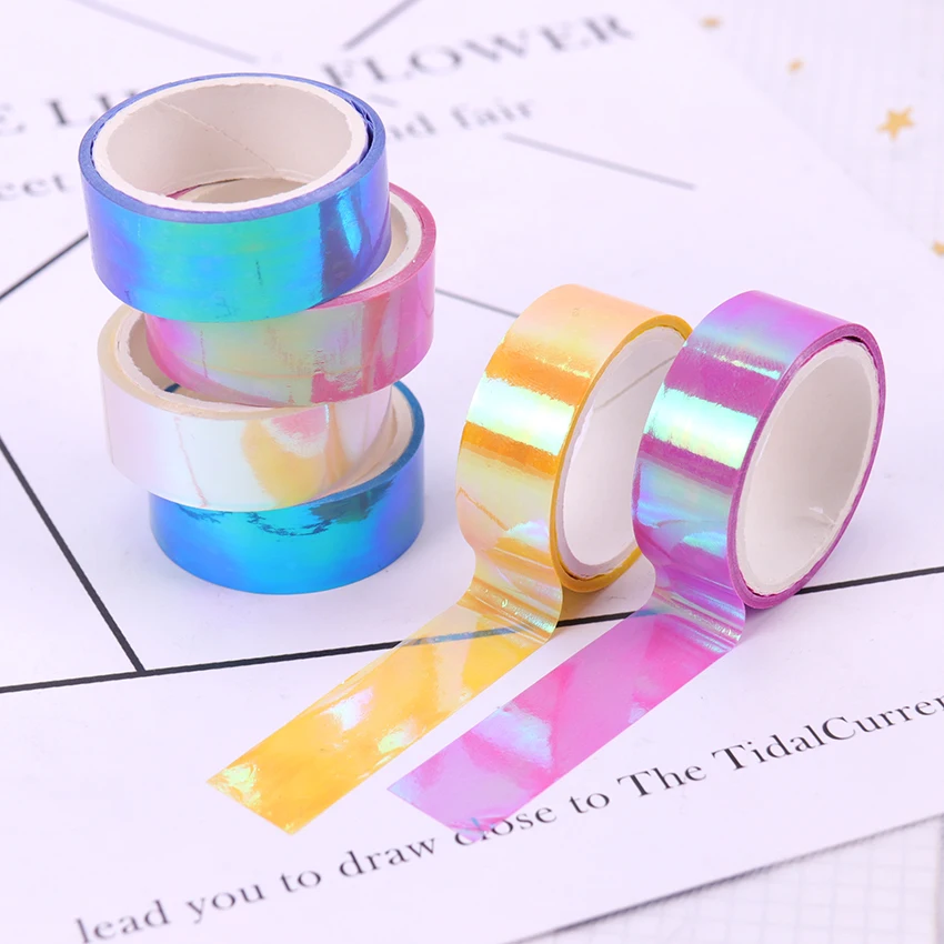 

Glitter Rainbow Laser Washi Tape Stationery Scrapbooking Decorative Adhesive Tapes DIY Masking Tape School Supplies Papeleria